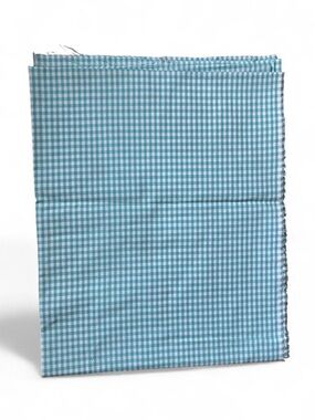 Aqua Gingham Cotton Fabric Remnant Cottagecore Coastal DIY Seamstress Sewing EUC